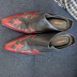 Black and Red Harley Davidson Women's Leather Shoes